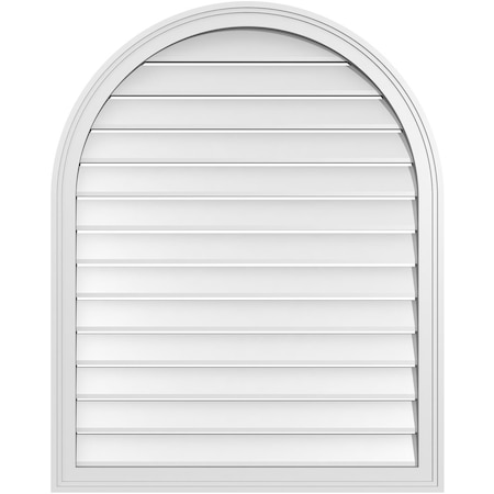 Ekena Millwork Round Top Surface Mount PVC Gable Vent: Functional, w/ 2"W x 1-1/2"P Brickmould Frame, 32"W x 40"H GVPRT32X4002SF